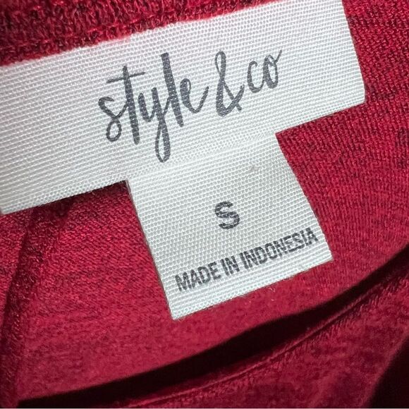 Style & Co long tiered sleeve red and black heathered knit top size small - Picture 6 of 7